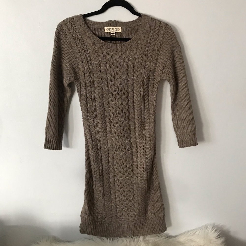 Pink Rose | Brown Knit Dress with side sli…